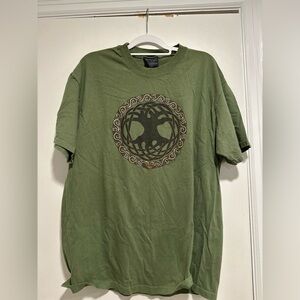 Vintage 90s Mens Sz: XL Green Jen Delyth Irish Celtic Tree Of Life Graphic Tee.